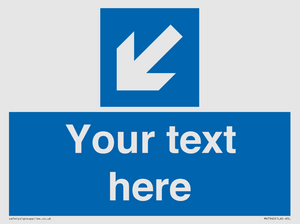 Custom Mandatory directional sign, blue arrow down and left